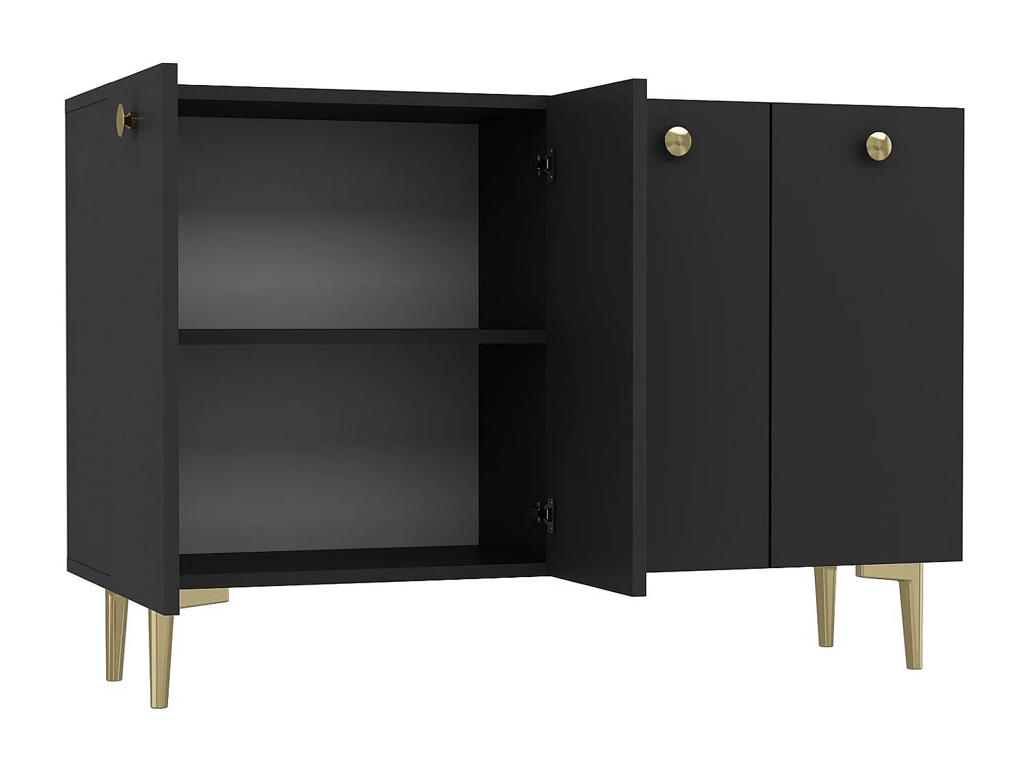 Komoda – 120 cm x 80 cm x 29,6 cm – Antracyt i złoto – Płyta wiórowa pokryta melaminą