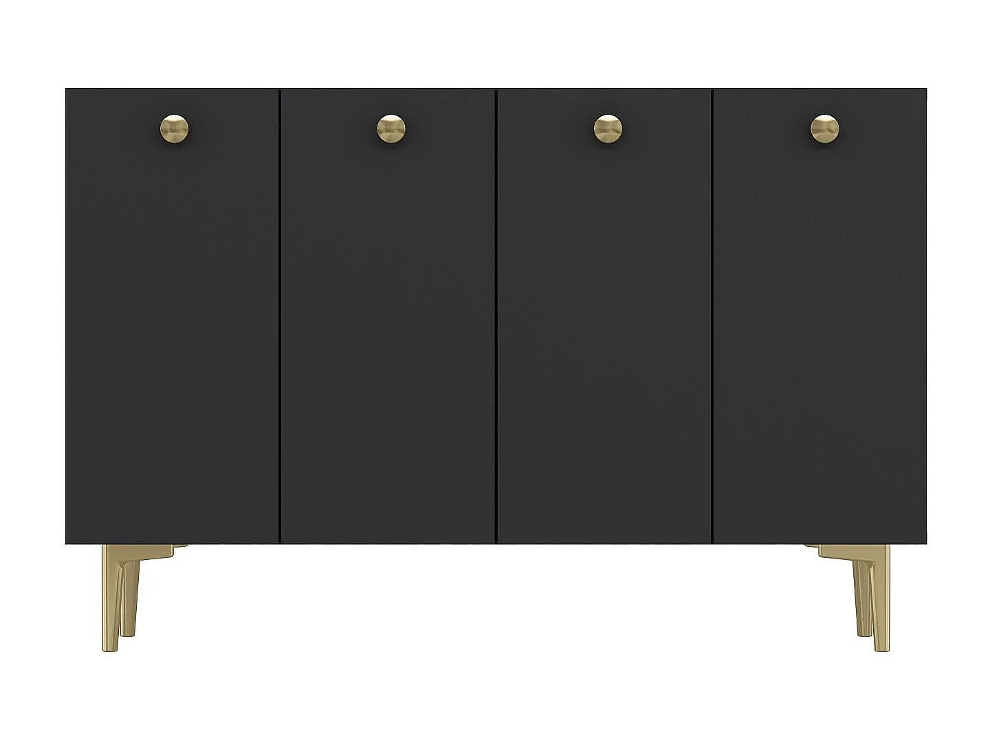 Komoda – 120 cm x 80 cm x 29,6 cm – Antracyt i złoto – Płyta wiórowa pokryta melaminą