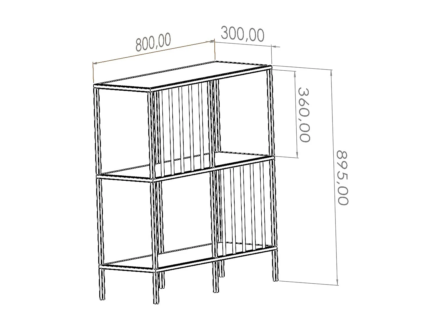 Sideboard – 80 cm x 90 cm x 30 cm – Schwarz und Rauch – Eichenholzspanplatte und Metall