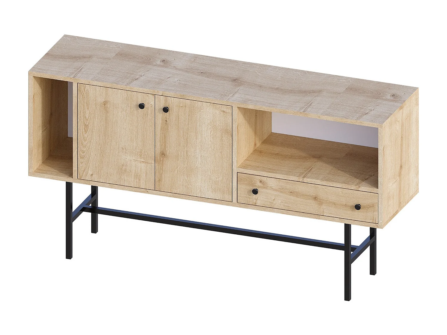 Buffet – 150 cm x 80 cm x 40 cm – Chêne Saphir et Noir – Panneau de particules mélaminé