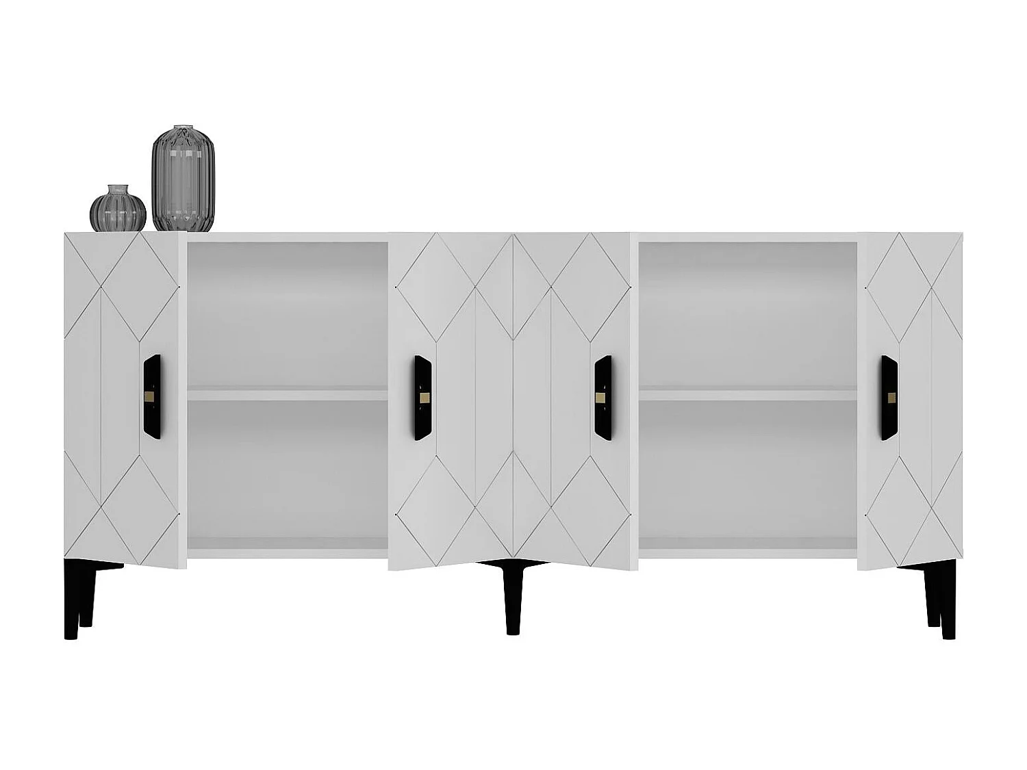 Buffet – 150 cm de large – Blanc – Panneaux de particules mélaminés