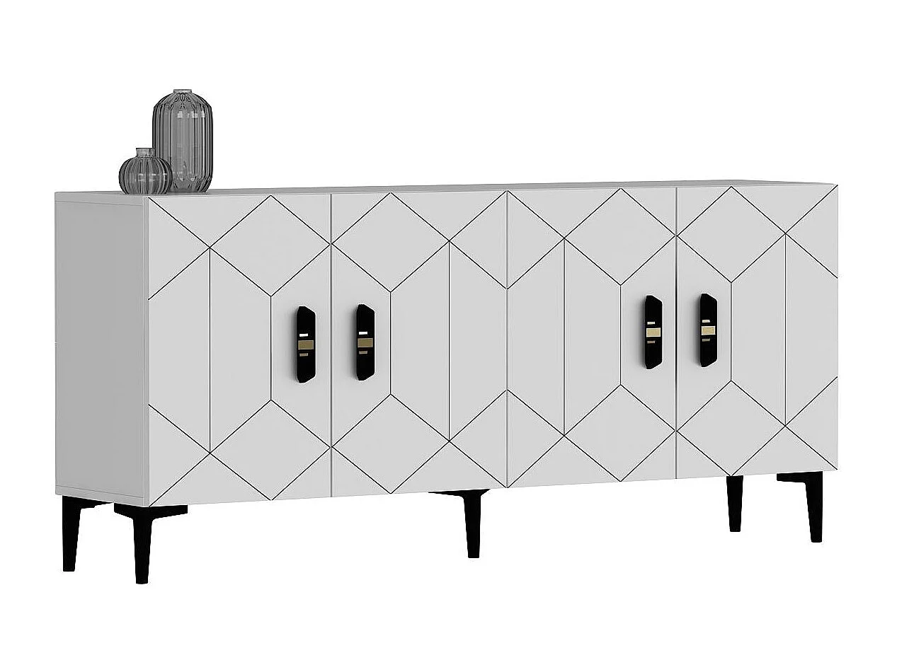 Buffet – 150 cm de large – Blanc – Panneaux de particules mélaminés