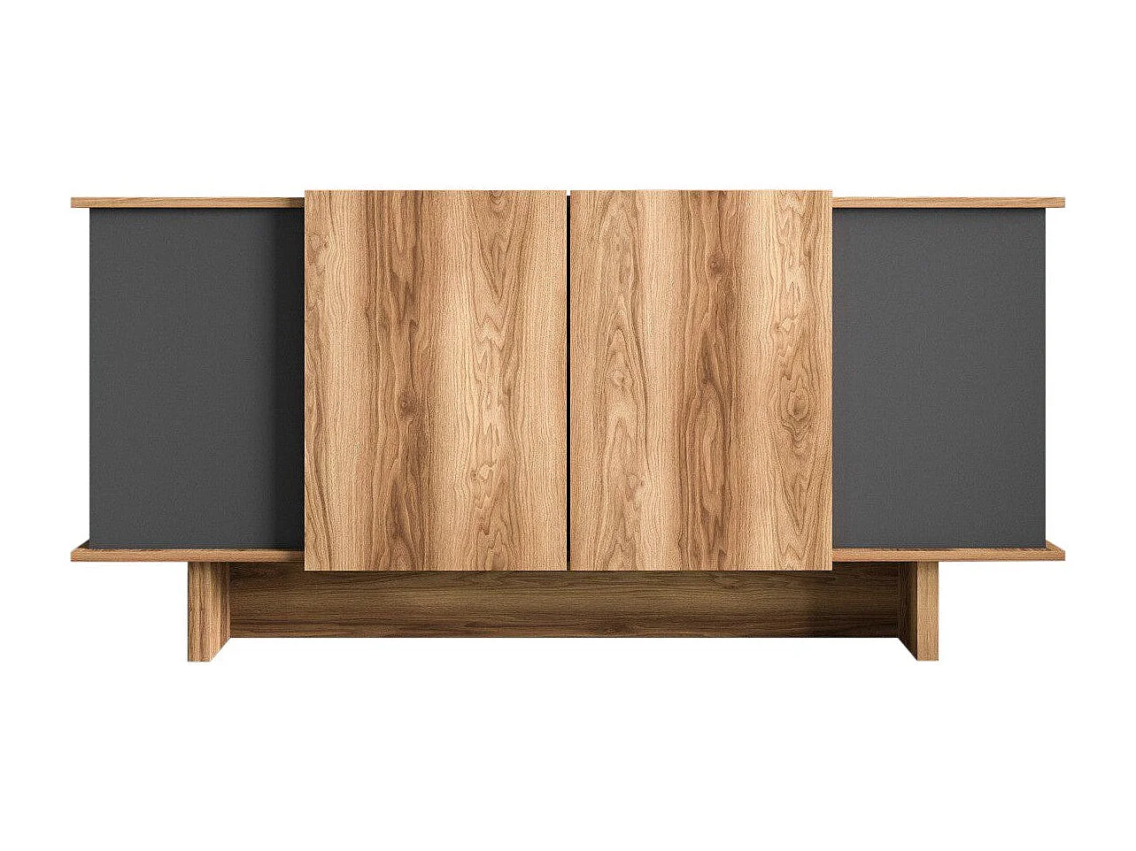 Komoda – 180x81x40 cm – Antracyt/Orzech – Płyta wiórowa