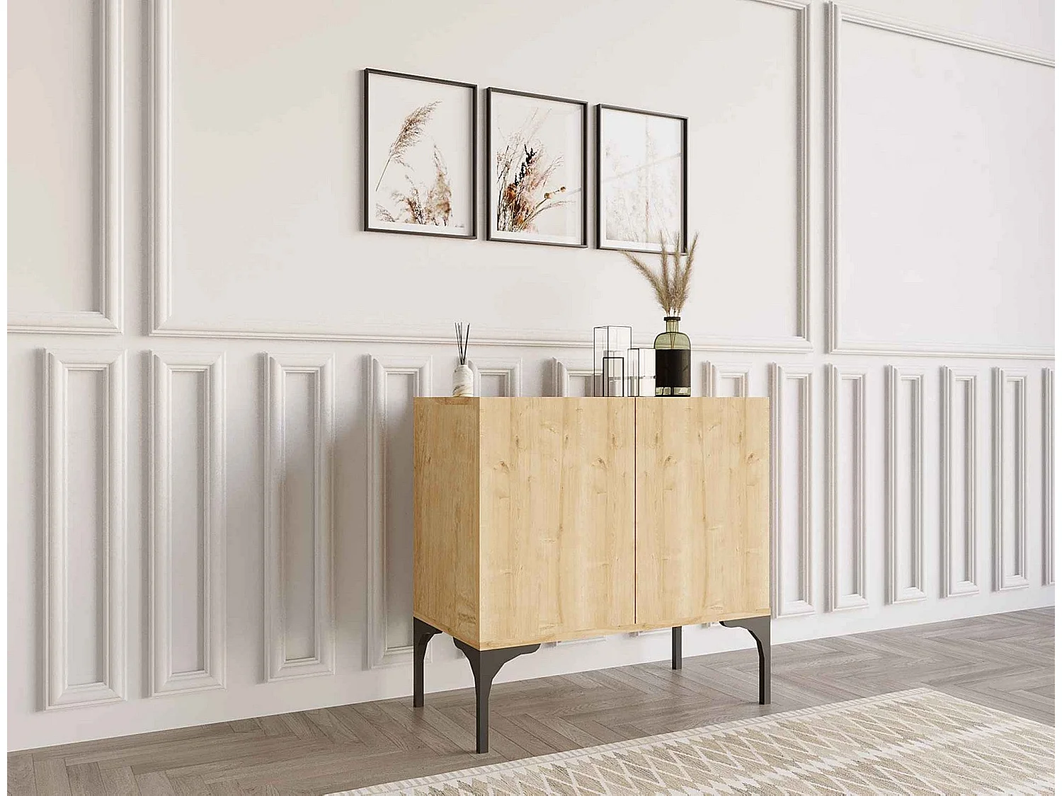 Buffet en aggloméré – 80 cm x 72 cm x 40 cm – Chêne saphir – Mélamine