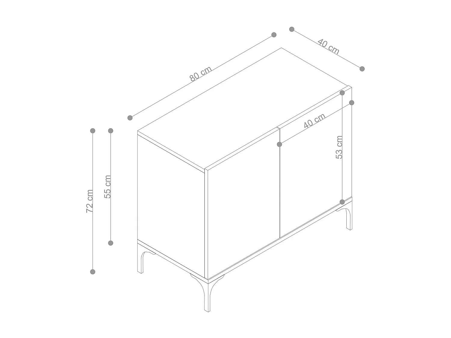 Buffet en aggloméré – 80 cm x 72 cm x 40 cm – Chêne saphir – Mélamine