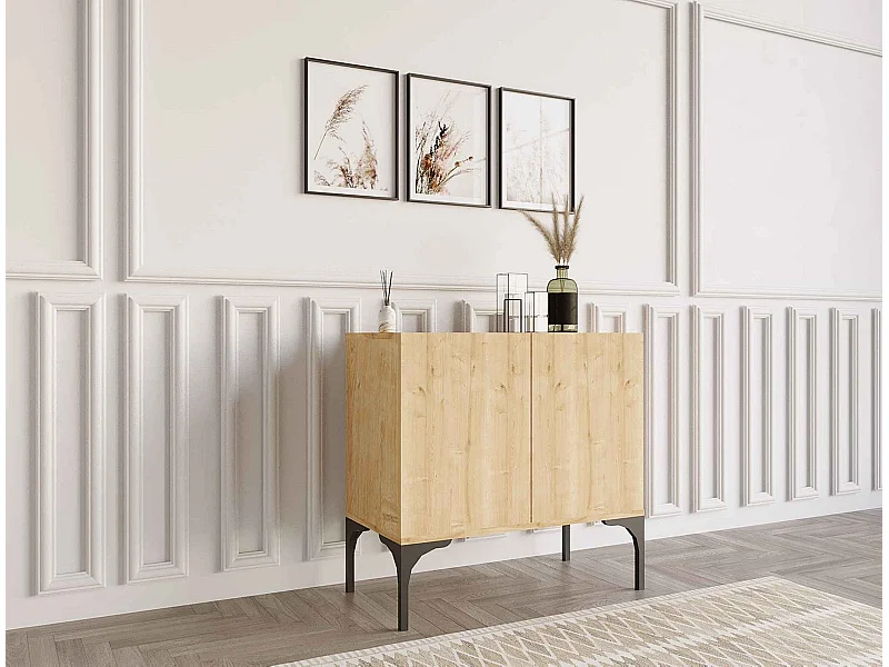 Buffet en aggloméré – 80 cm x 72 cm x 40 cm – Chêne saphir – Mélamine