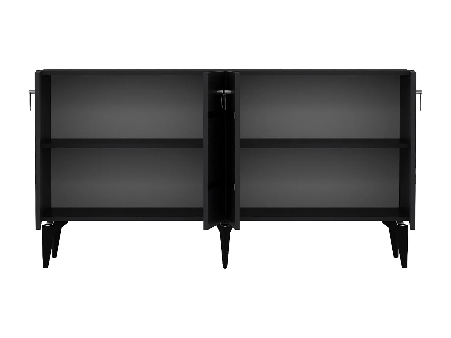 Komoda – 150 cm x 79 cm x 40 cm – Antracyt i srebro – Płyta wiórowa