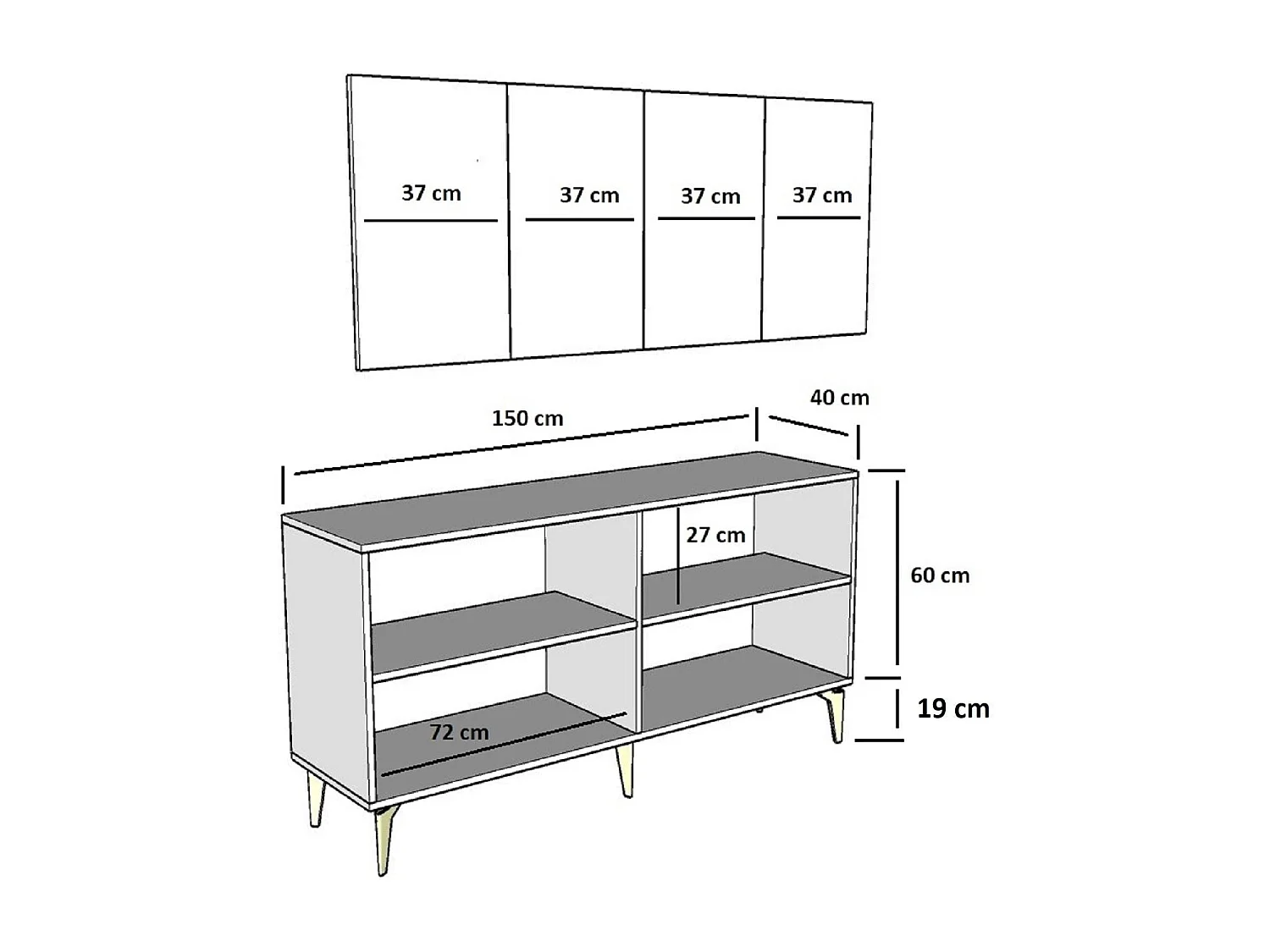 Komoda – 150 cm x 79 cm x 40 cm – Antracyt i srebro – Płyta wiórowa