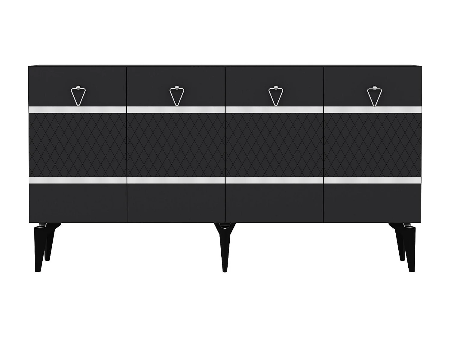 Komoda – 150 cm x 79 cm x 40 cm – Antracyt i srebro – Płyta wiórowa