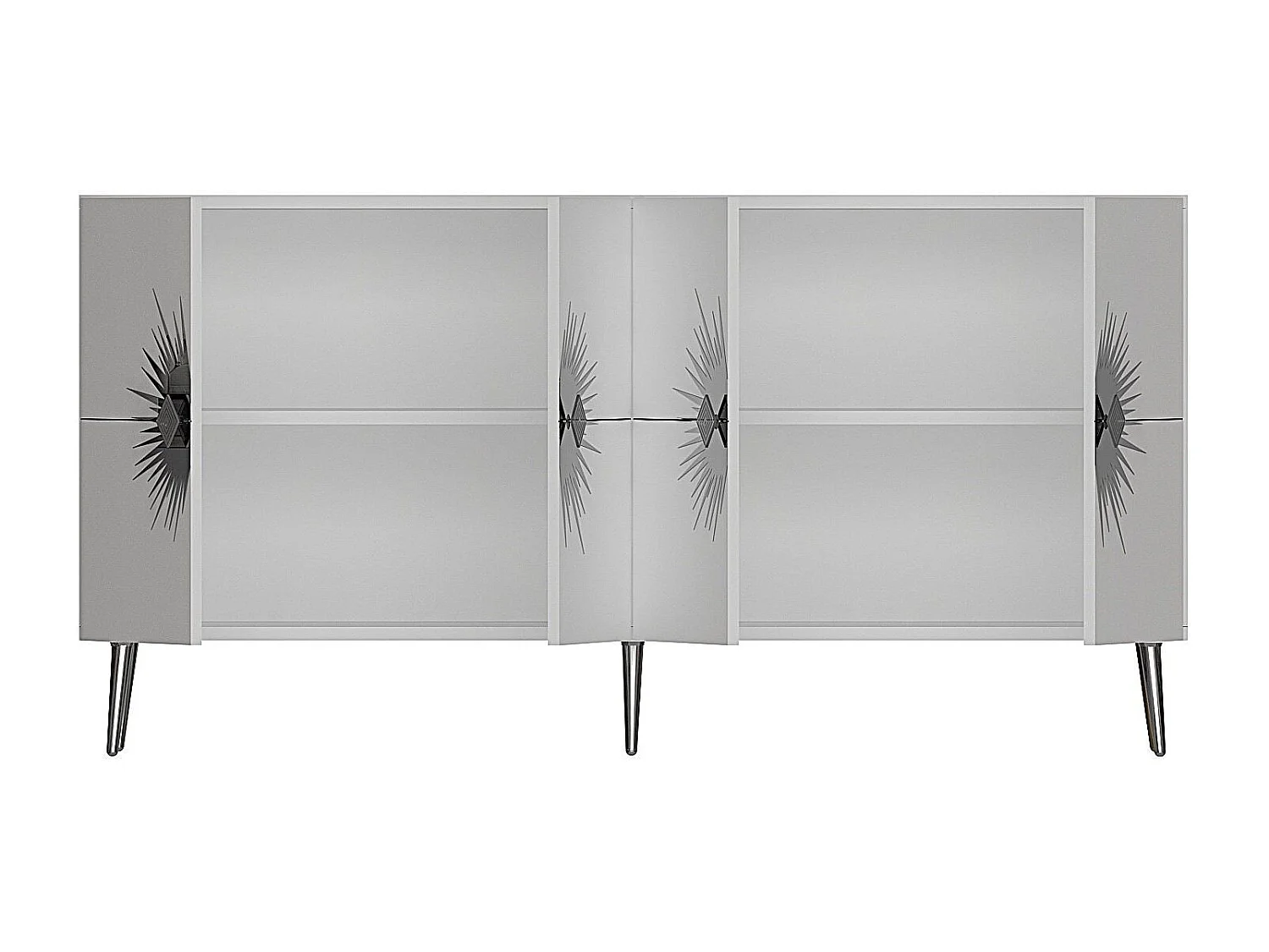 Credenza – 150 cm – Bianco e Argento – Pannello di particelle rivestito in melaminico
