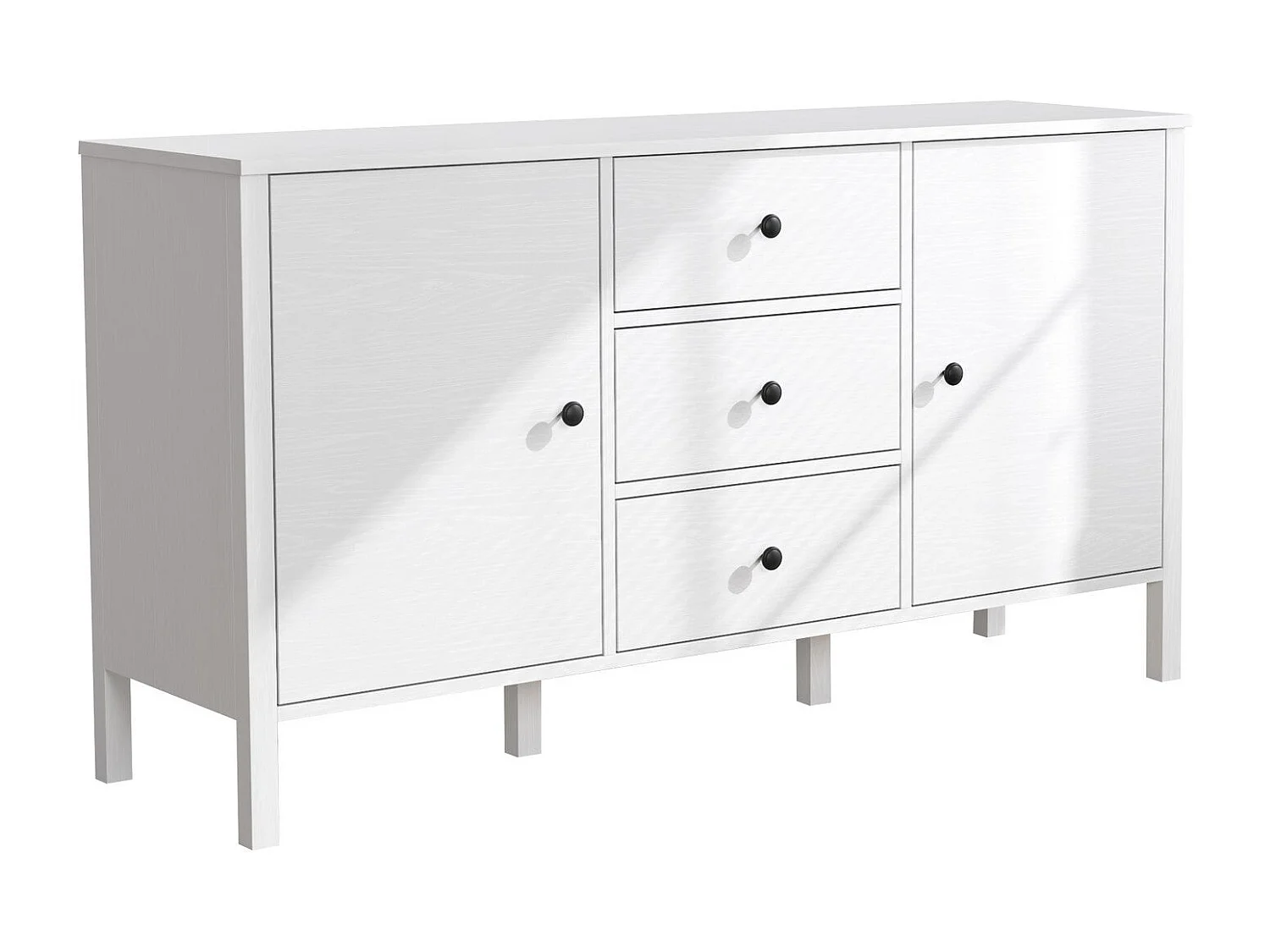 Aparador de madeira – 150 cm largura, 82 cm altura, 44 cm profundidade – Branco – Aglomerado revestido de melamina