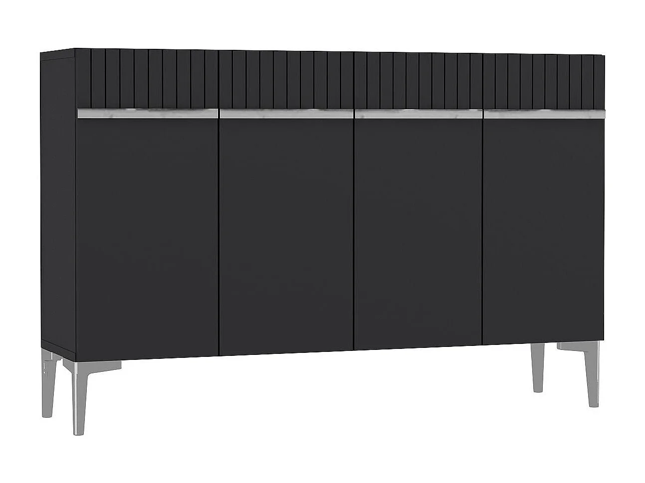 Buffet en MDF mélaminé – 120 cm x 80 cm x 29,6 cm – Anthracite et Argent