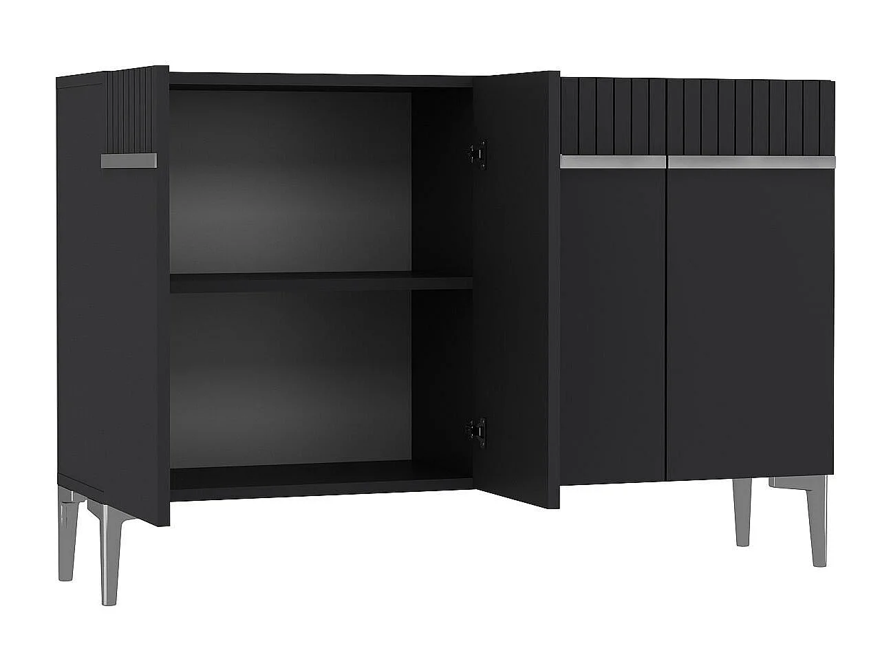 Buffet en MDF mélaminé – 120 cm x 80 cm x 29,6 cm – Anthracite et Argent