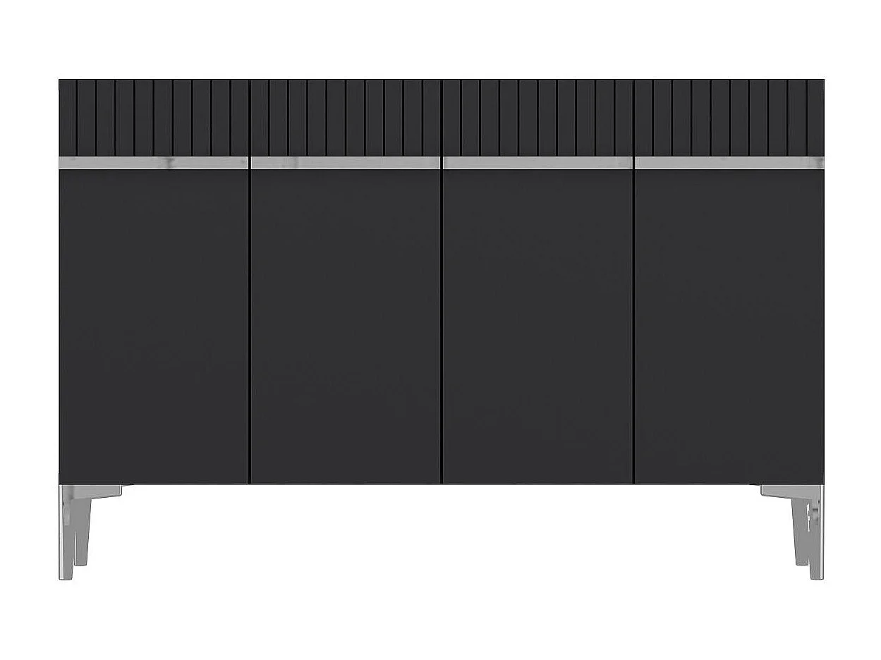 Buffet en MDF mélaminé – 120 cm x 80 cm x 29,6 cm – Anthracite et Argent