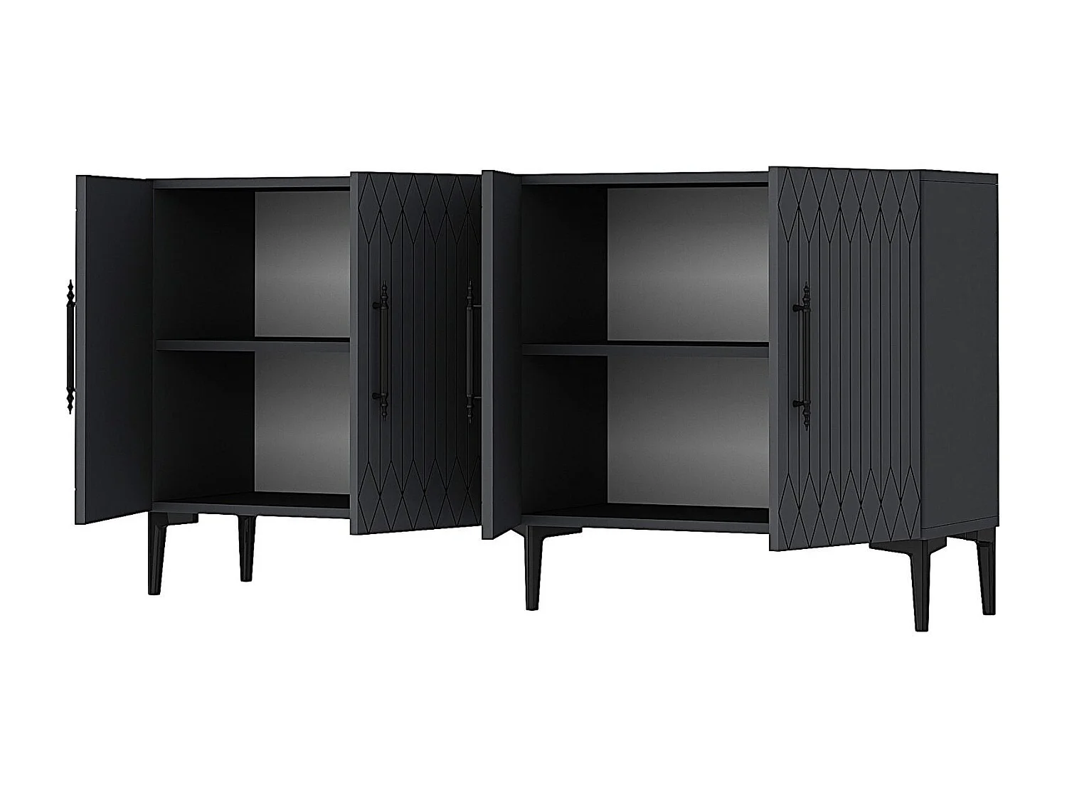 Buffet en MDF mélaminé – 150 cm x 75 cm x 35 cm – Anthracite