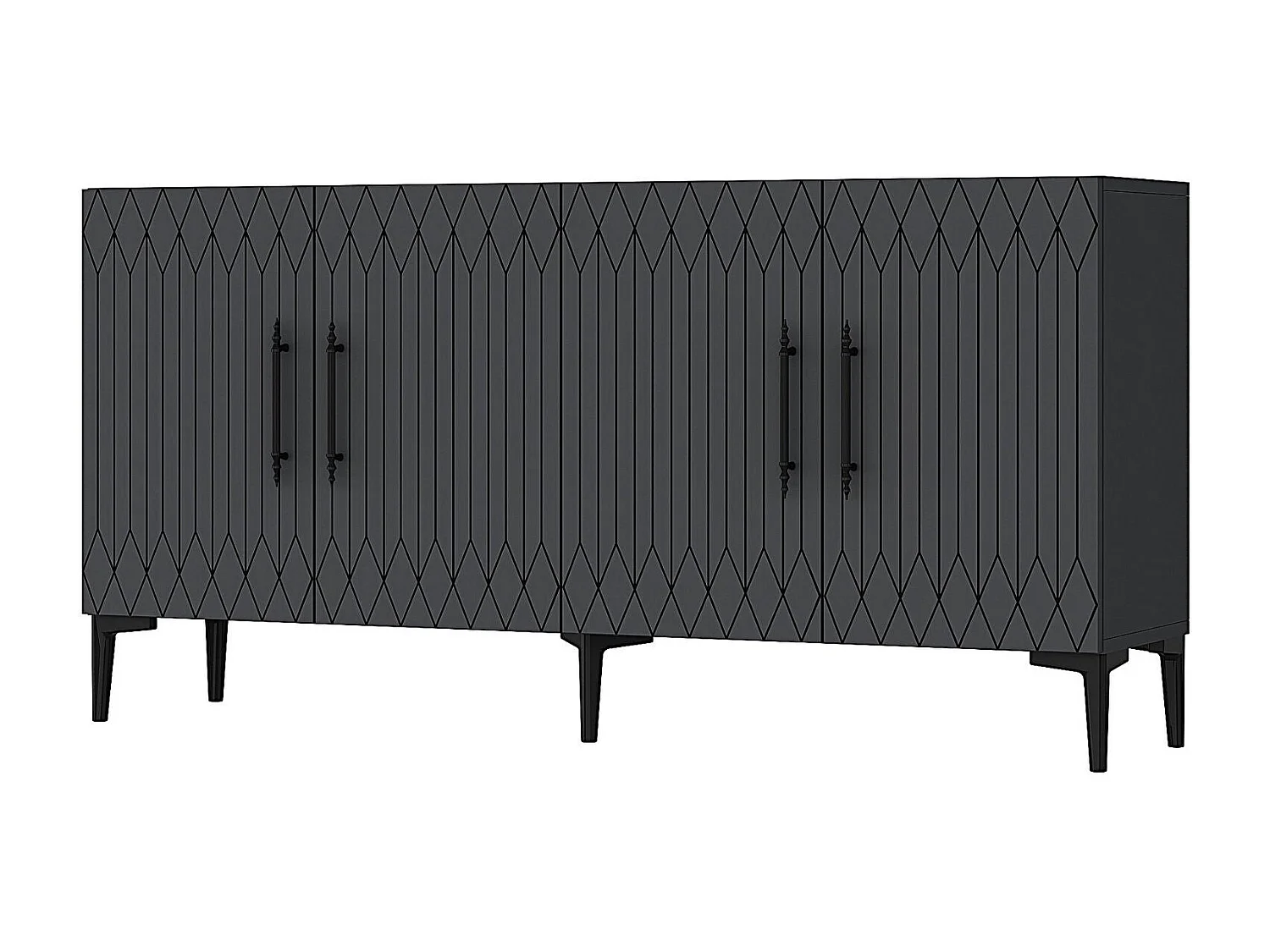 Buffet en MDF mélaminé – 150 cm x 75 cm x 35 cm – Anthracite