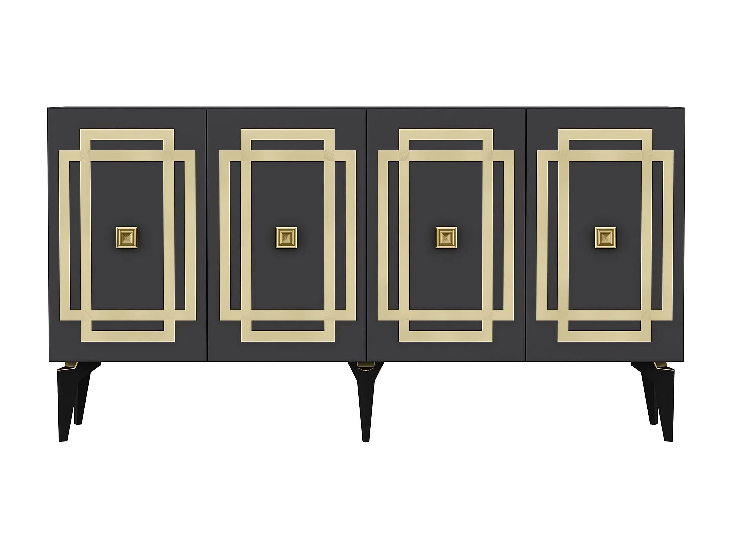 Komoda – 150 cm x 79 cm x 40 cm – Antracyt i złoto – Płyta wiórowa