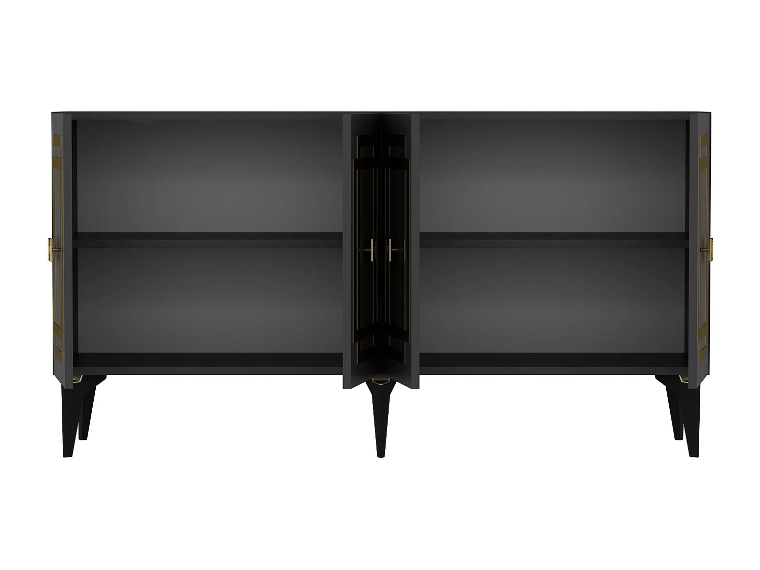 Komoda – 150 cm x 79 cm x 40 cm – Antracyt i złoto – Płyta wiórowa