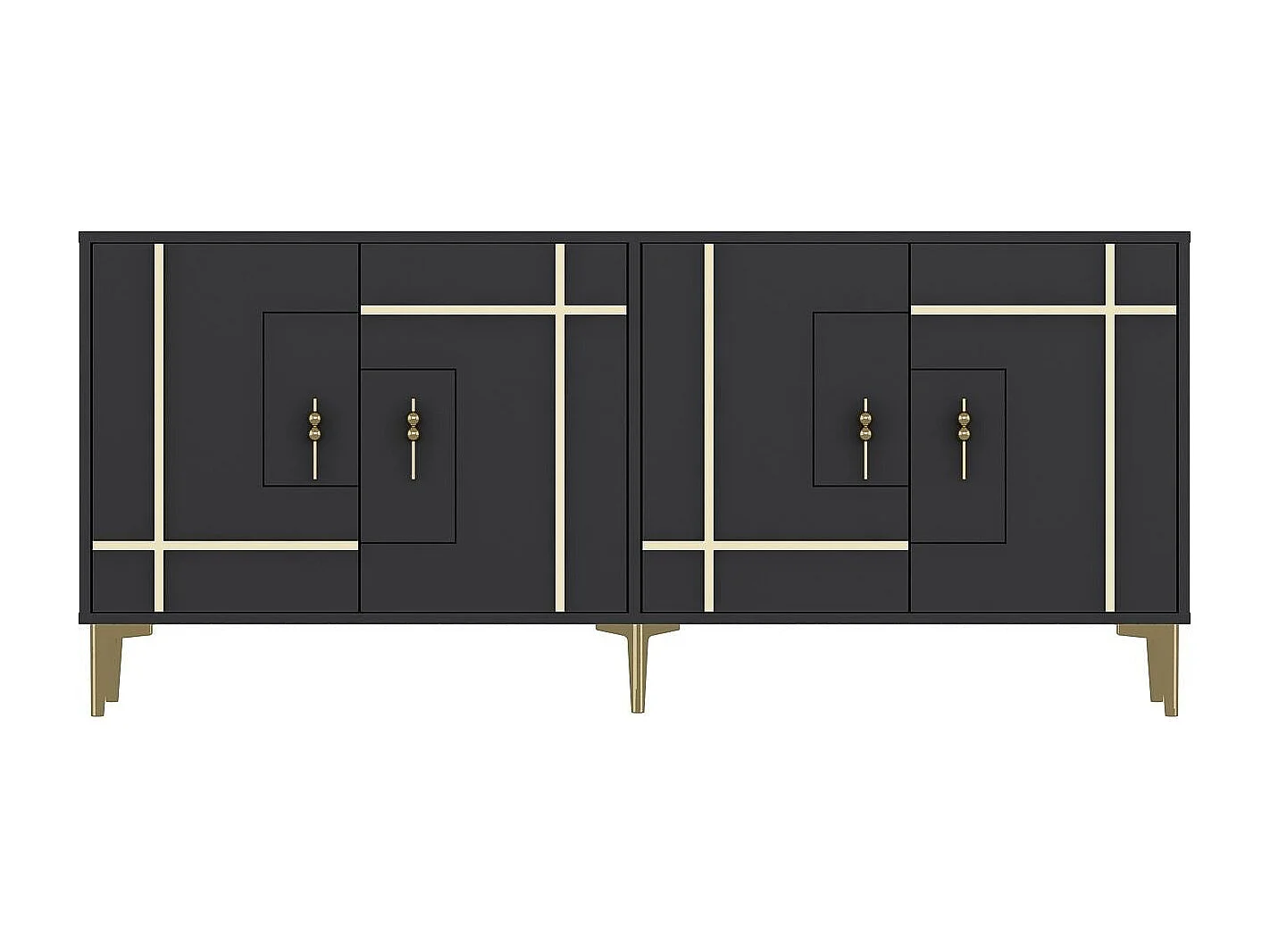 Buffet – 180 cm x 78,6 cm x 35 cm – Anthracite et Or – Panneau de particules mélaminé