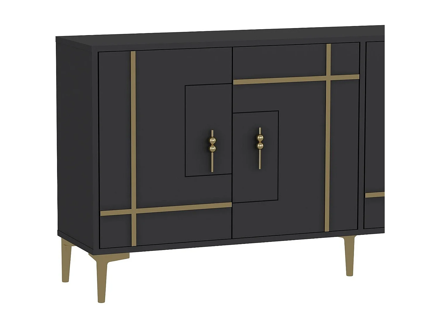 Buffet – 180 cm x 78,6 cm x 35 cm – Anthracite et Or – Panneau de particules mélaminé