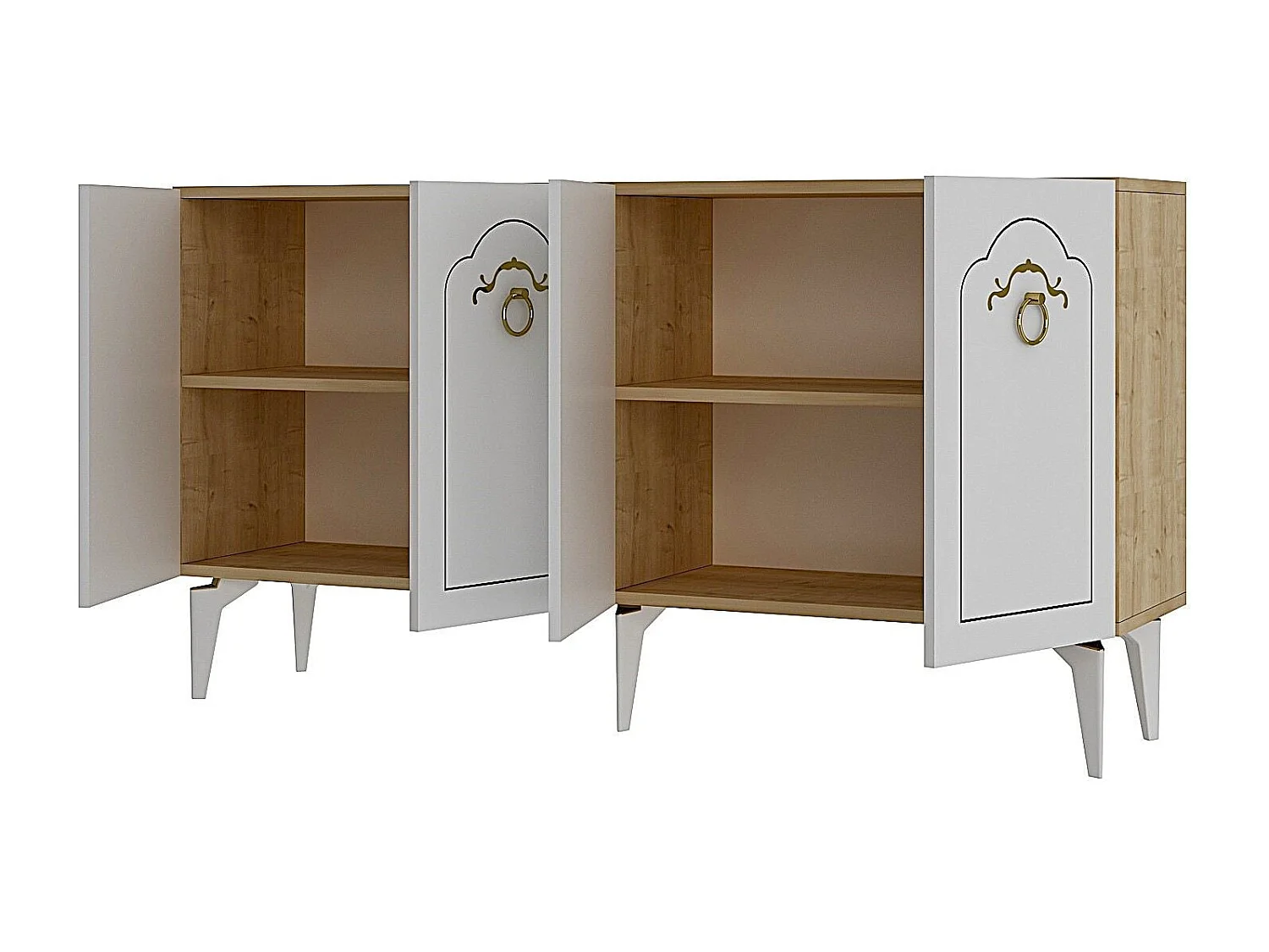 Buffet – 150 cm – Chêne saphir et blanc – Aggloméré
