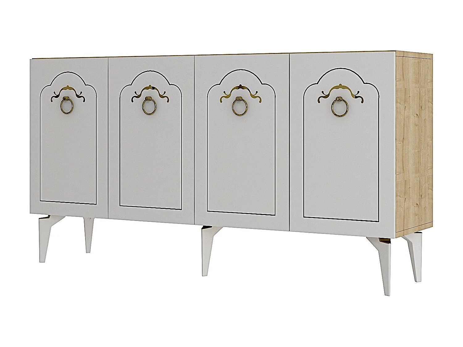 Buffet – 150 cm – Chêne saphir et blanc – Aggloméré