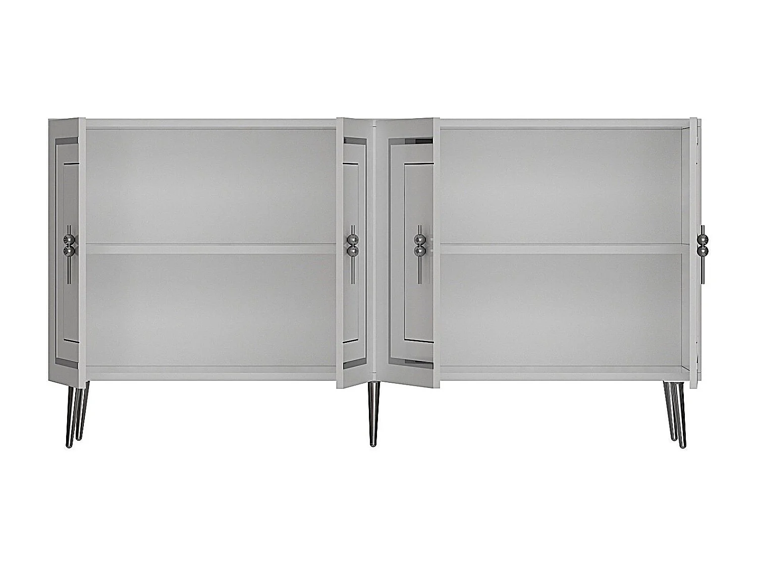 Credenza – 150 cm – Bianco e Argento – Pannello truciolare con rivestimento in melaminico