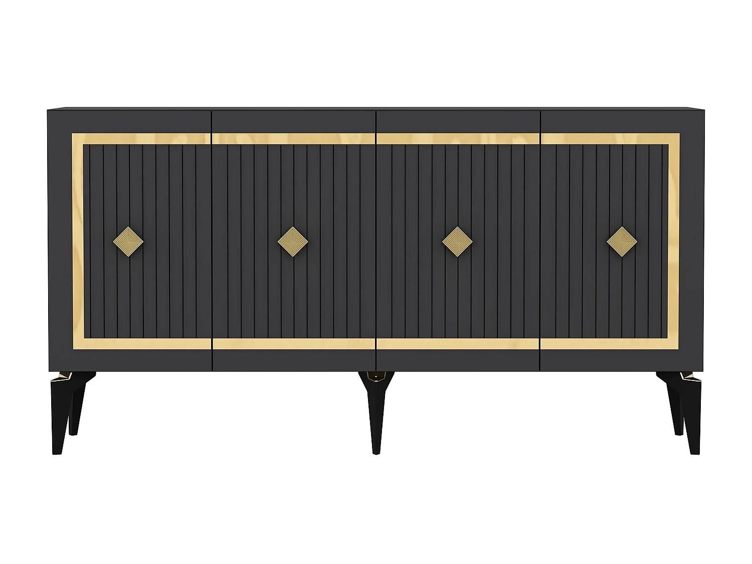 Komoda – 150 cm – Antracyt i złoto – Płyta wiórowa pokryta melaminą