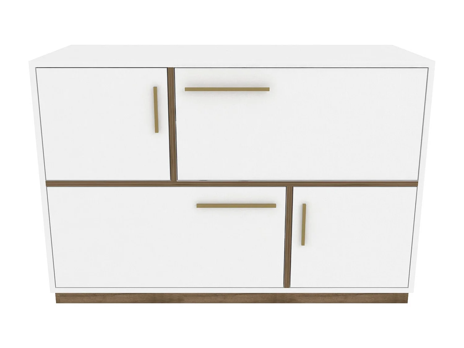 Modern dressoir, wit en walnoot, 120 x 45 x 81,6 cm | 100% melamine gecoat spaanplaat, 18 mm dik | Elegant en functioneel voor woonaccessoires