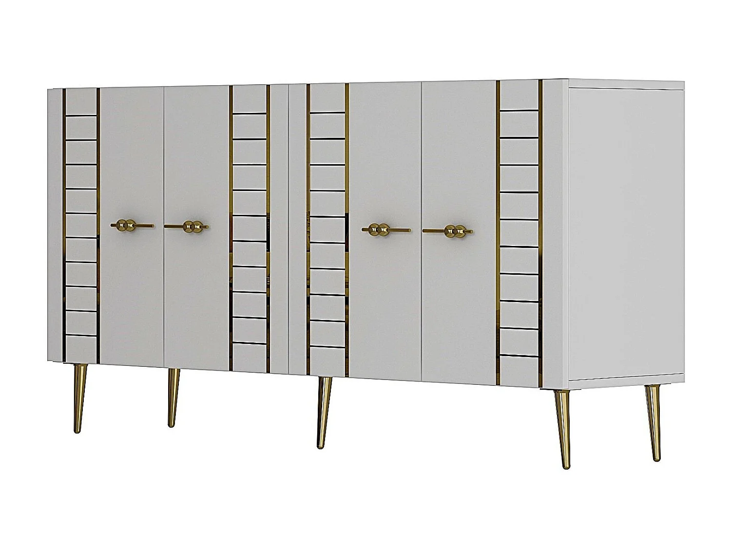 Komoda – 150 cm – Biało-złota – Płyta wiórowa