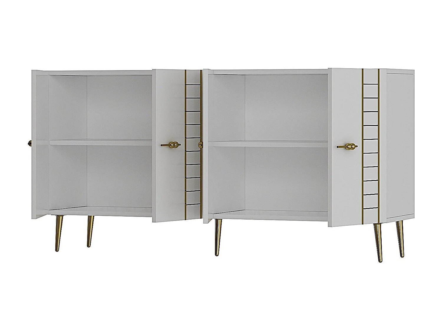 Komoda – 150 cm – Biało-złota – Płyta wiórowa