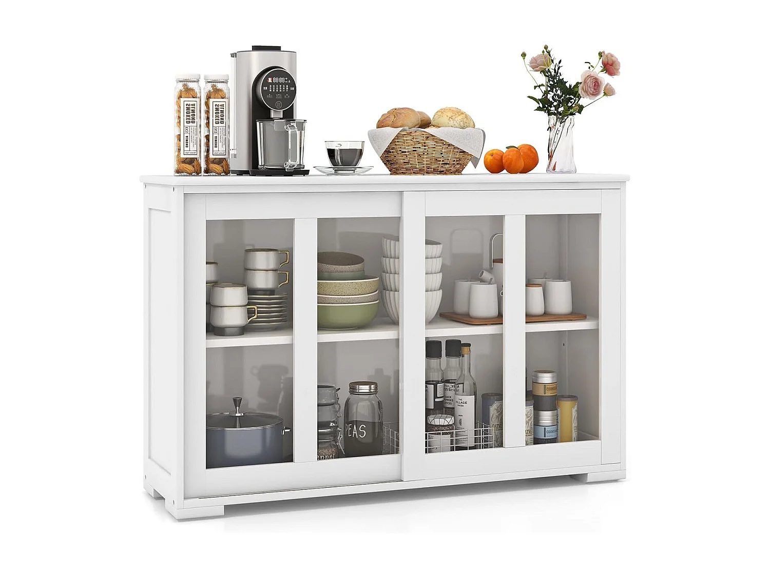 Buffet de cuisine – 106 x 33 x 62,5 cm – Blanc – MDF