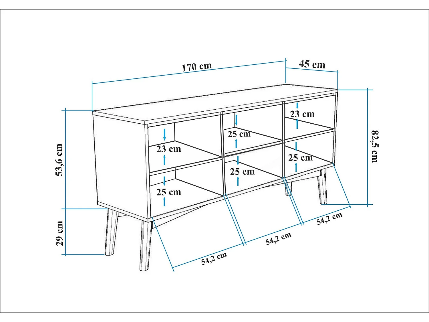 Buffet – 170 cm x 82,5 cm x 45 cm – Noyer – Panneaux de particules