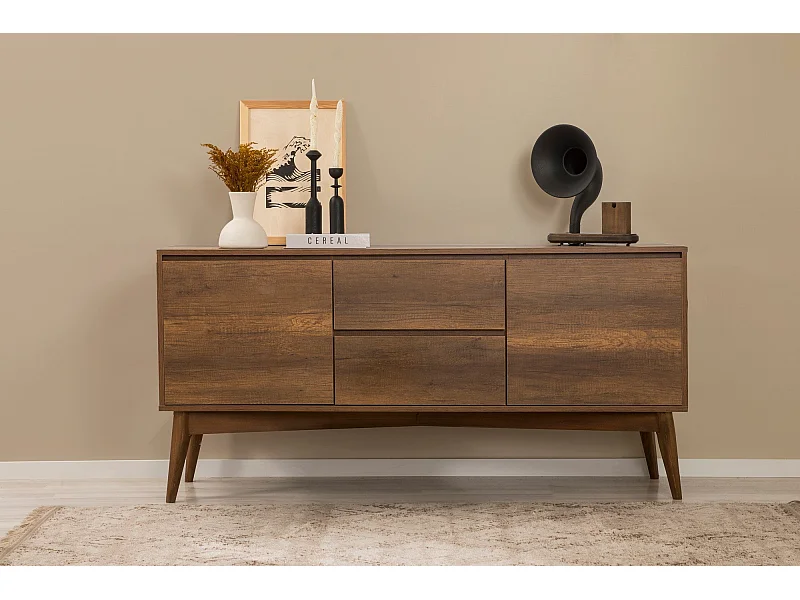 Buffet – 170 cm x 82,5 cm x 45 cm – Noyer – Panneaux de particules