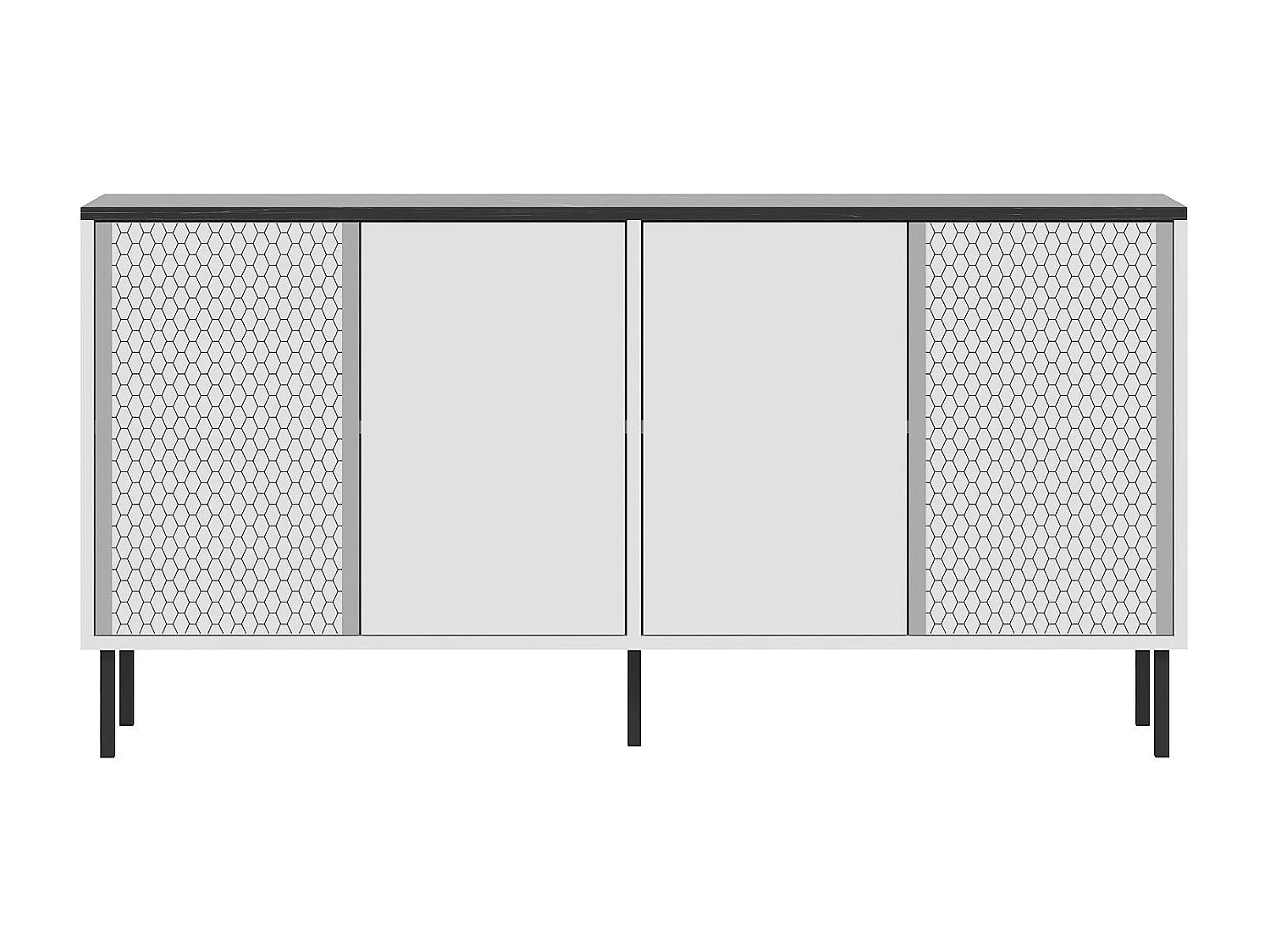 Buffet – 150 cm x 75 cm x 36 cm – Blanc et Royal – Aggloméré avec revêtement mélaminé