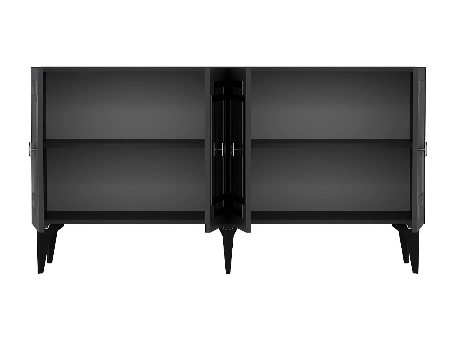 Komoda – 150 cm x 79 cm x 40 cm – Antracyt i srebro – Płyta wiórowa