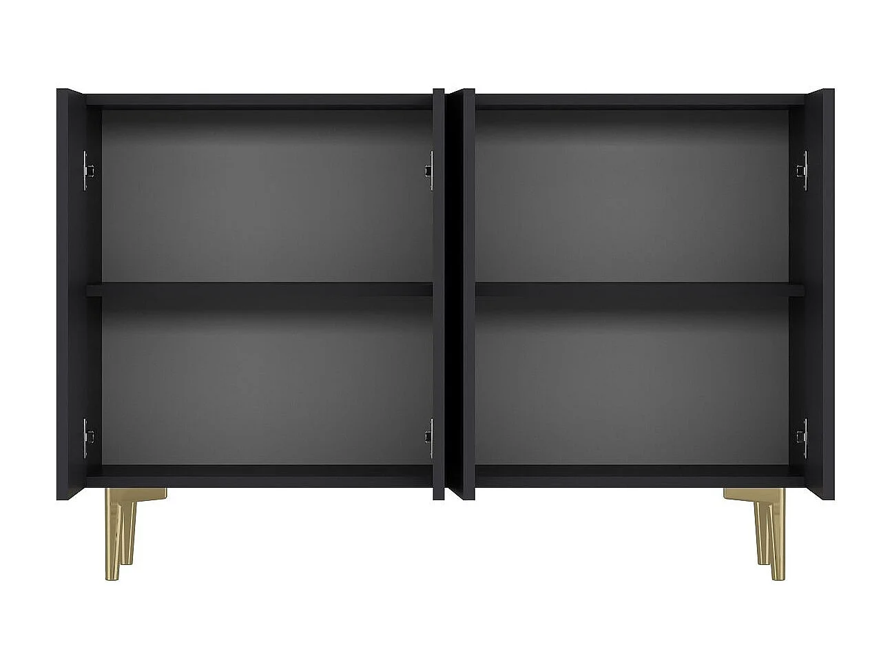 Komoda – 120 cm x 80 cm x 29,6 cm – Antracyt i złoto – Płyta wiórowa pokryta melaminą