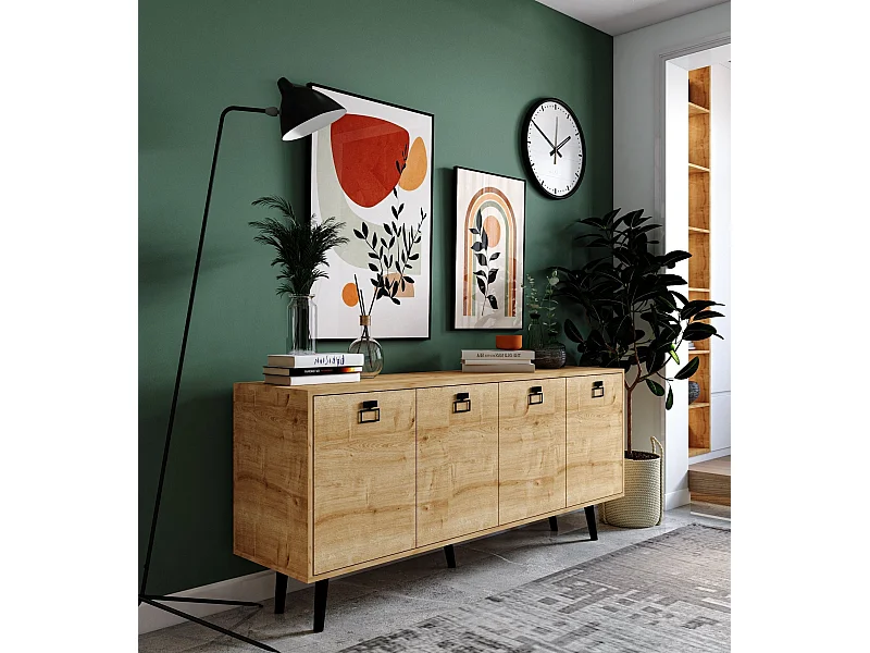 Buffet moderne – 180 cm x 80 cm x 45 cm – Chêne saphir – Aggloméré