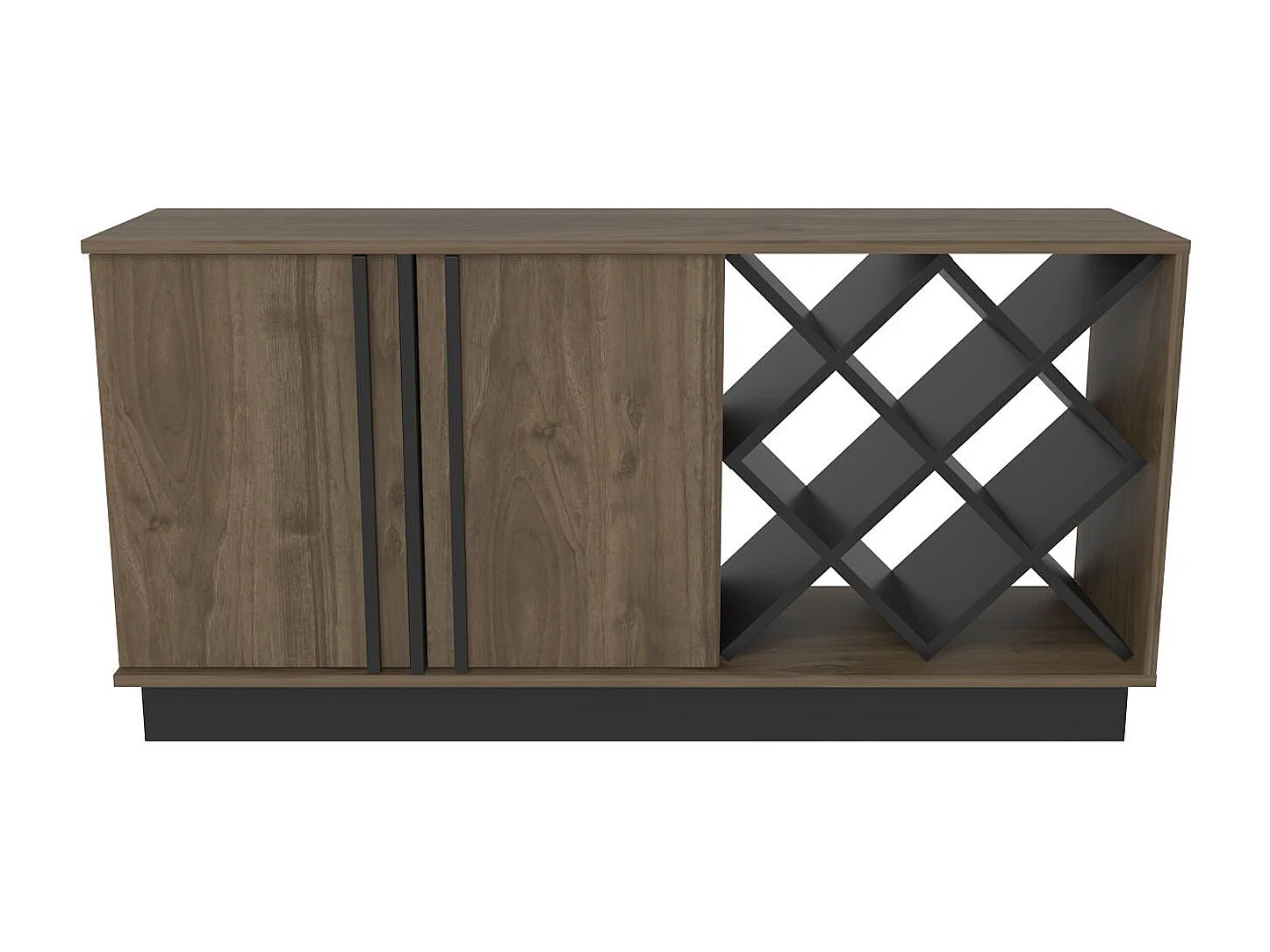 Dressoir in MDF gecoat met melamine – 148x70x40 cm – Walnoot en Zwart