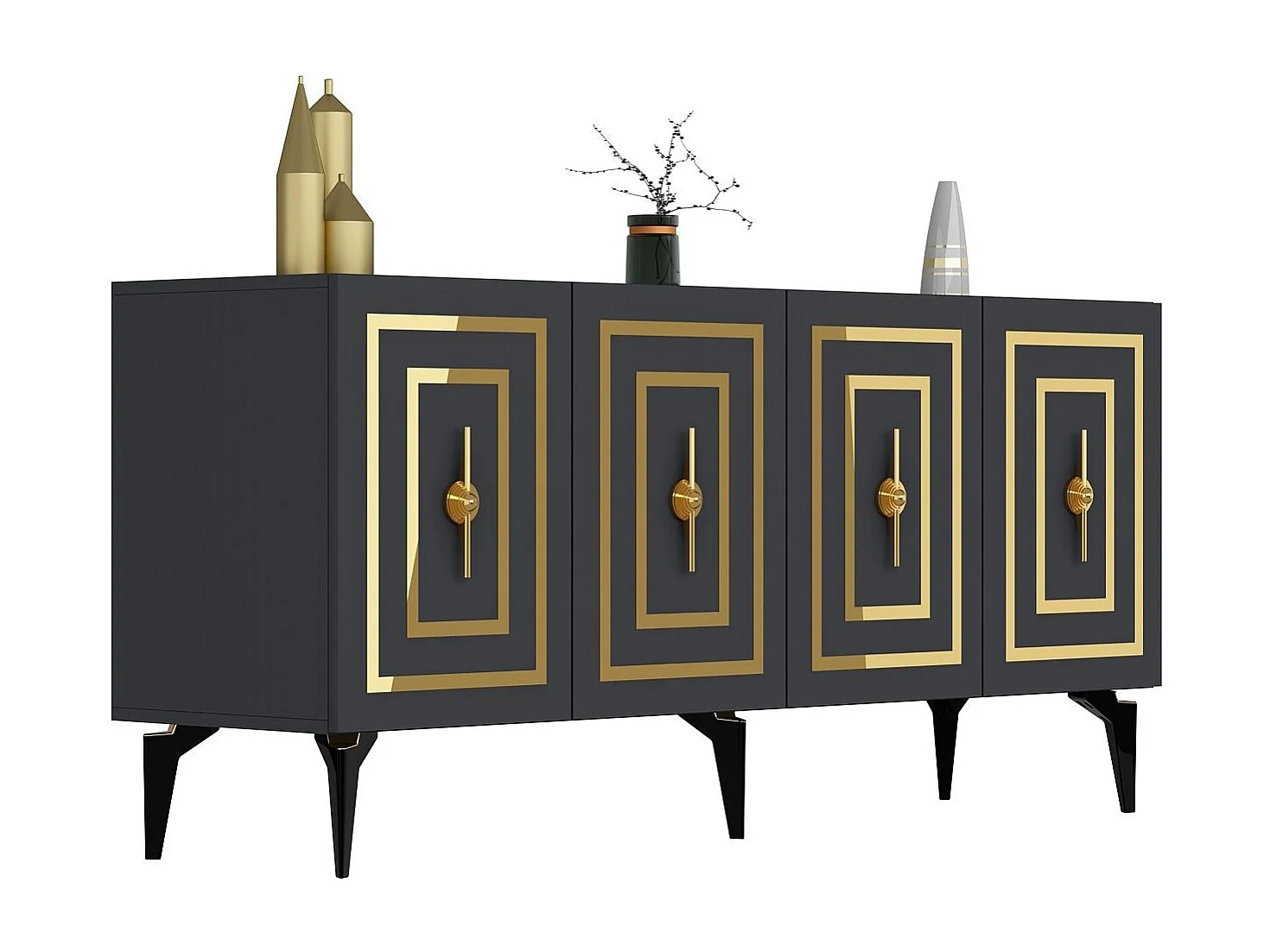 Komoda z płyty wiórowej pokrytej melaminą – 150 cm – antracyt