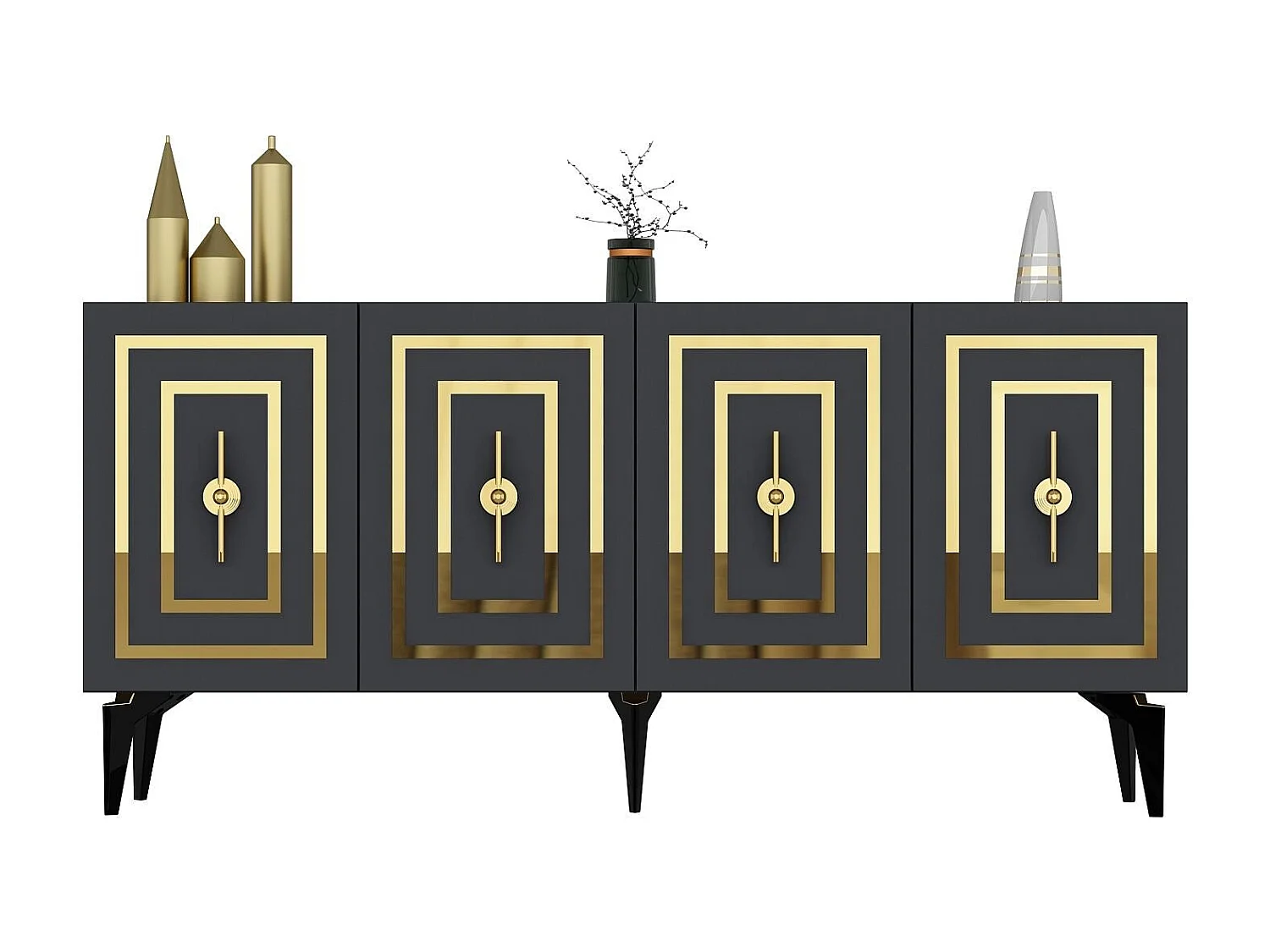 Komoda z płyty wiórowej pokrytej melaminą – 150 cm – antracyt