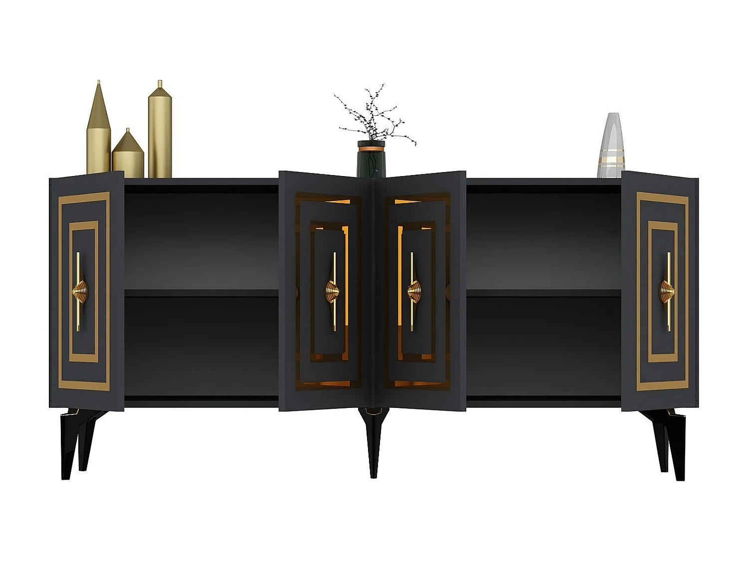 Komoda z płyty wiórowej pokrytej melaminą – 150 cm – antracyt