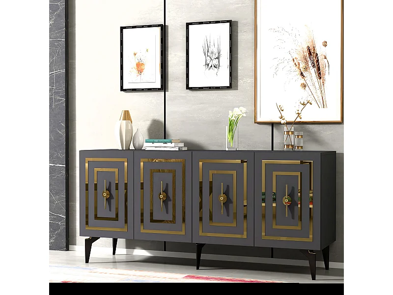 Komoda z płyty wiórowej pokrytej melaminą – 150 cm – antracyt