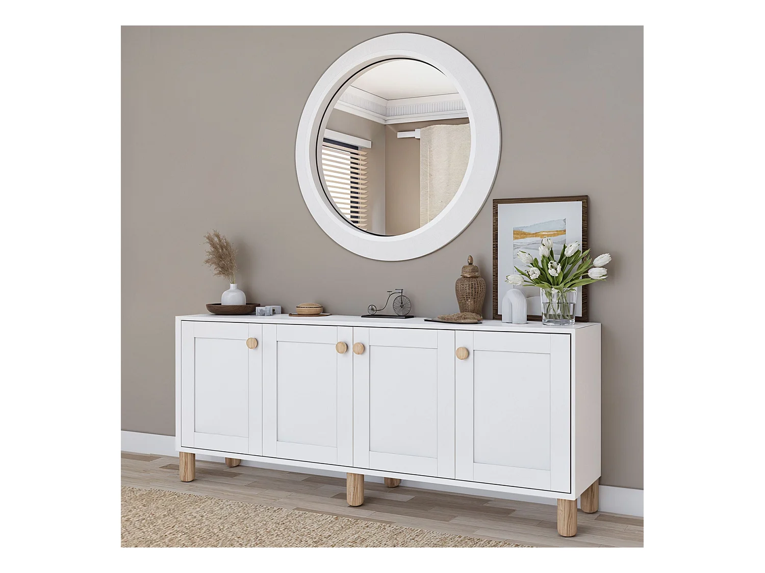 Buffet – 180 cm x 75 cm x 40 cm – Blanc – 100 % panneaux de particules