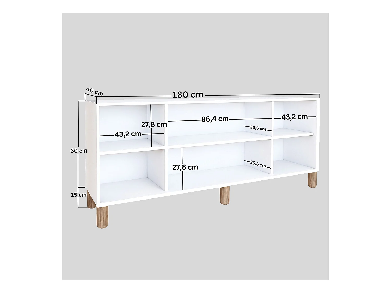 Buffet – 180 cm x 75 cm x 40 cm – Blanc – 100 % panneaux de particules