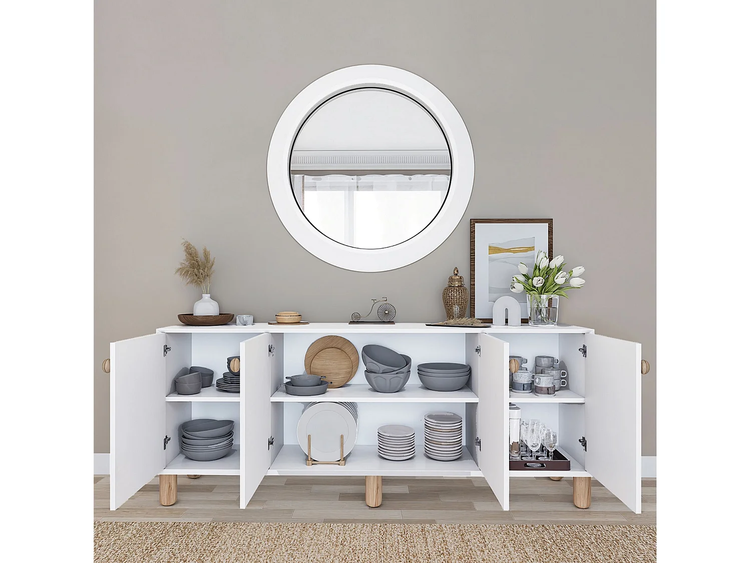 Aparador – 180 cm x 75 cm x 40 cm – Branco – 100% painel de partículas