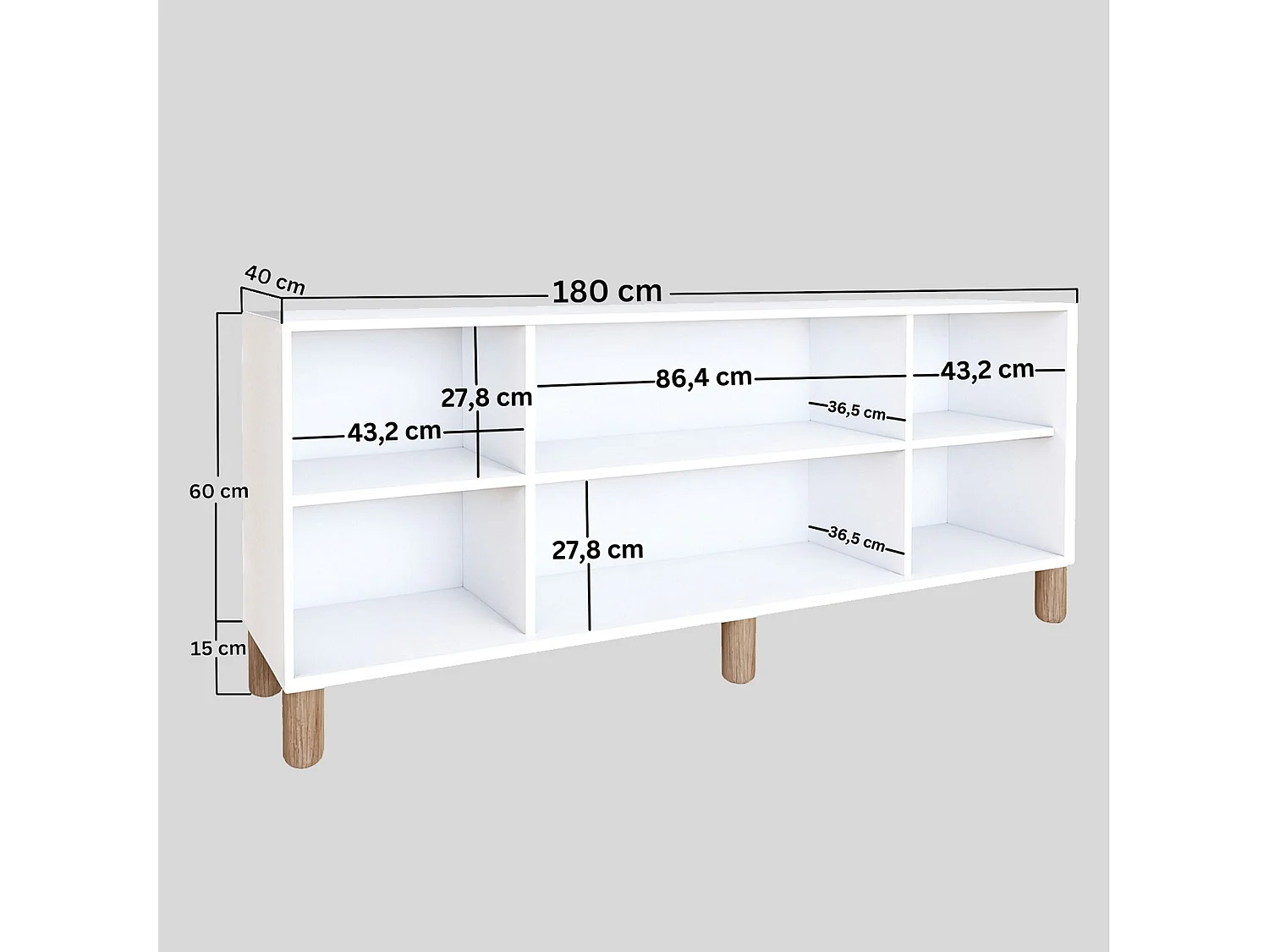 Aparador – 180 cm x 75 cm x 40 cm – Branco – 100% painel de partículas