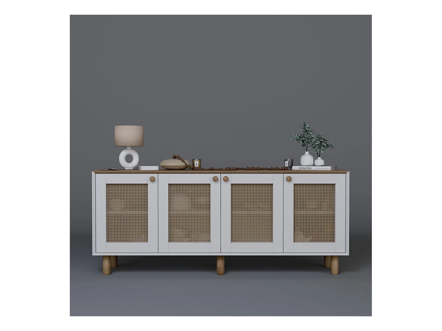Buffet – 180cm x 75cm x 40cm – Noyer clair – Panneau de particules mélaminé