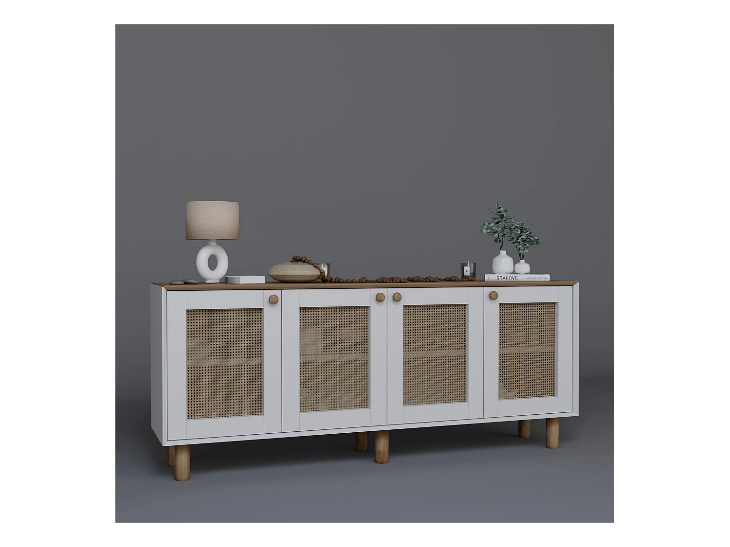 Buffet – 180cm x 75cm x 40cm – Noyer clair – Panneau de particules mélaminé