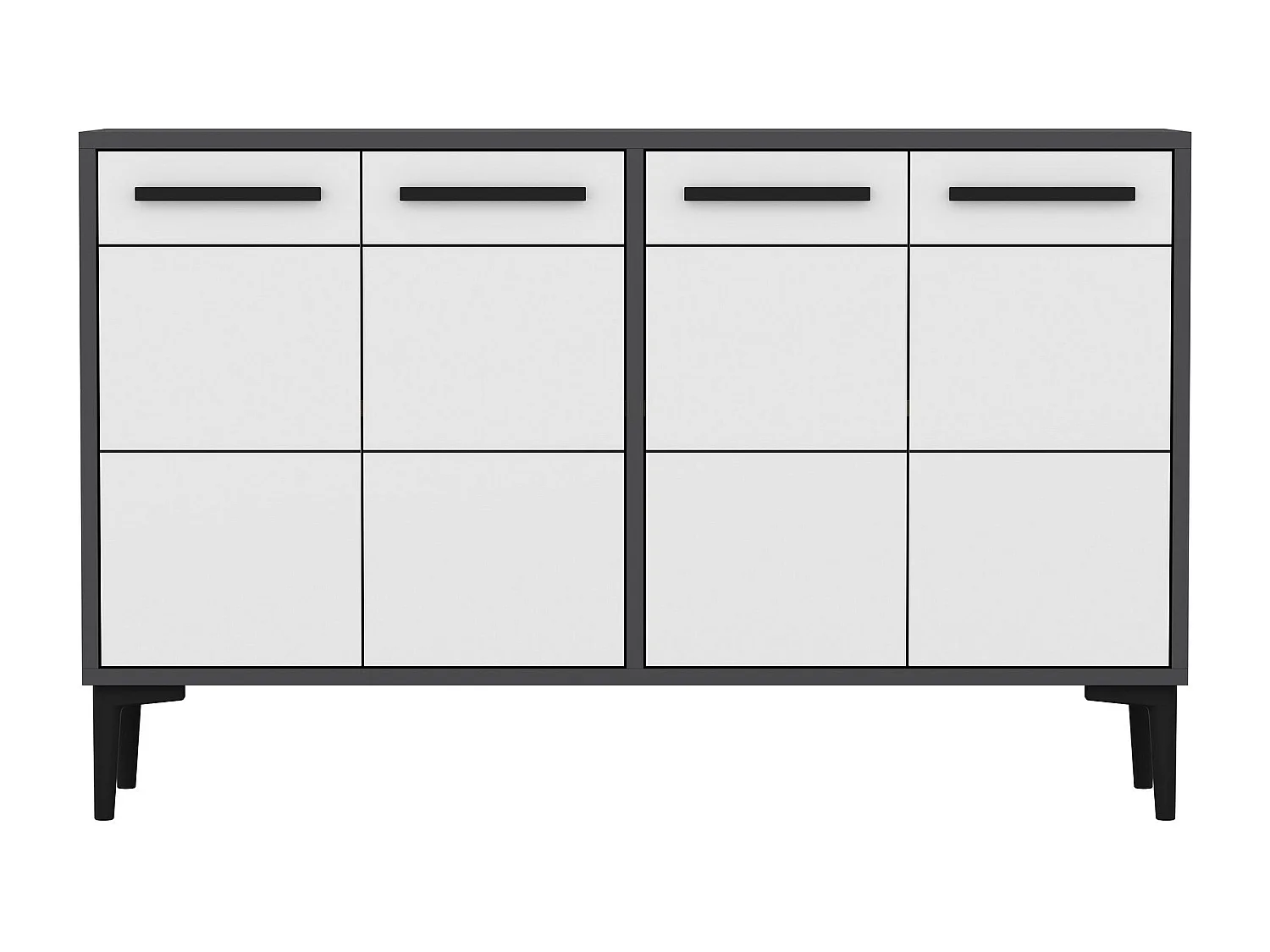 Komoda RTV – 120 cm x 30 cm x 75 cm – Antracyt i biel – Płyta wiórowa pokryta melaminą